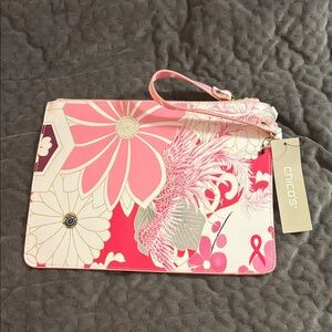 Chico's Pink and Cream Floral Wristlet